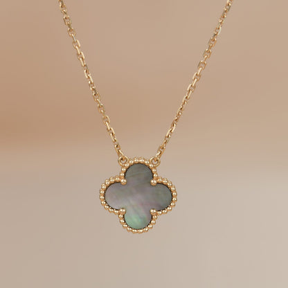 [Regal Gem]CLOVER 15MM  GRAY MOTHER OF PEARL NECKLACE