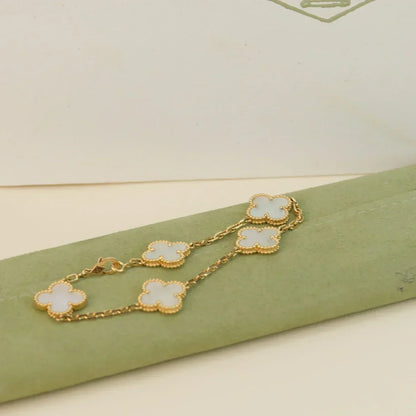 [Regal Gem]CLOVER WHITE PEARL MOP 5 MOTIF BRACELET COLLECTION