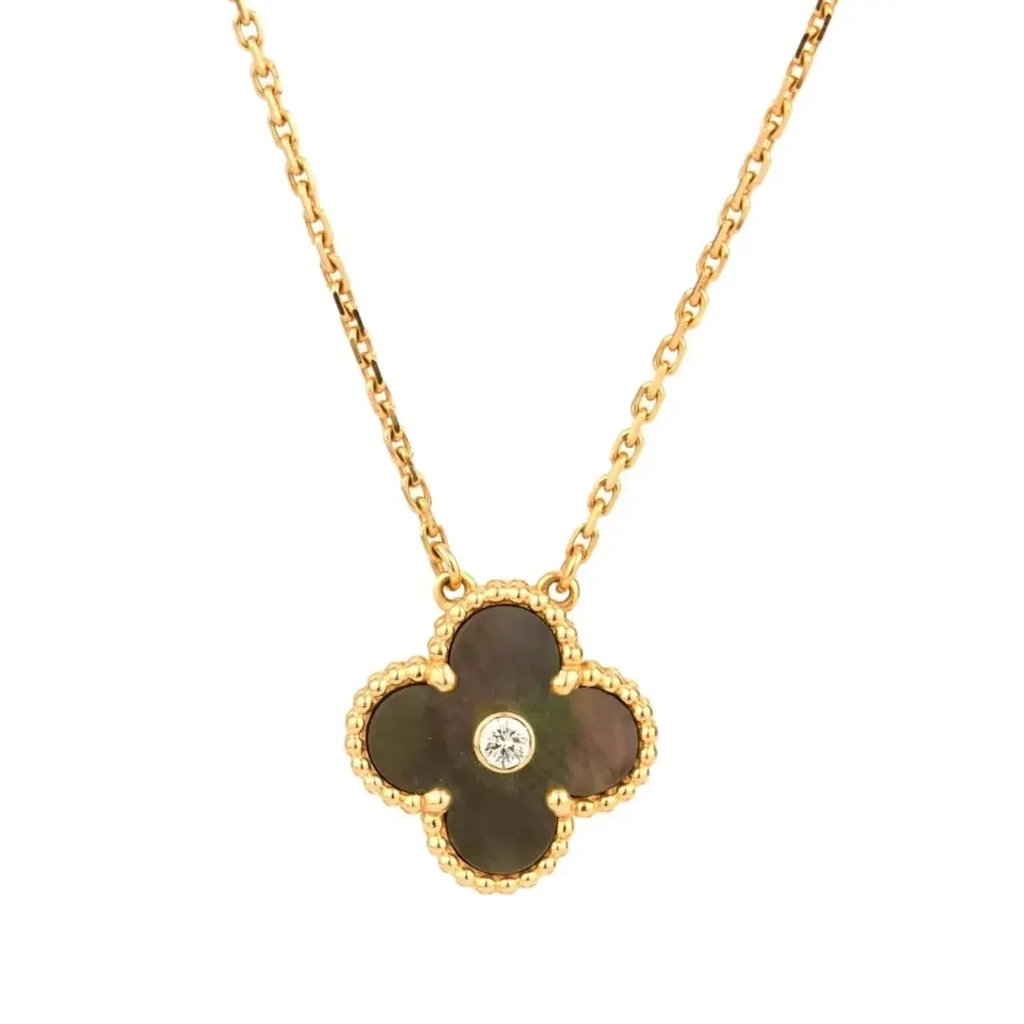 [Regal Gem]CLOVER 15MM DIAMOND AND MOTHER-OF-GREY NECKLACE