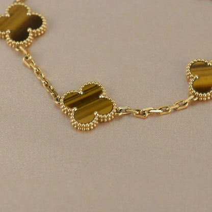 [Regal Gem] CLOVER 5 MOTIFS TIGER EYE BRACELET COLLECTION