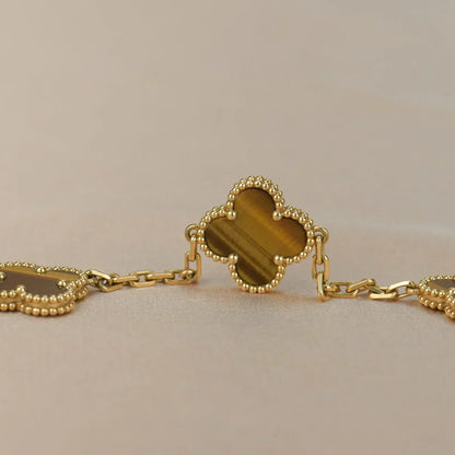 [Regal Gem] CLOVER 5 MOTIFS TIGER EYE BRACELET COLLECTION