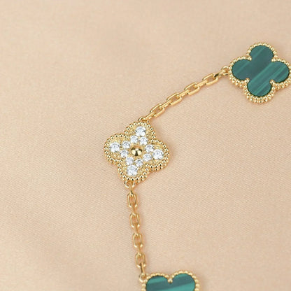 [Regal Gem] CLOVER 5 MOTIF MALACHITE BRACELET COLLECTION