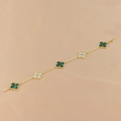 [Regal Gem] CLOVER 5 MOTIF MALACHITE BRACELET COLLECTION