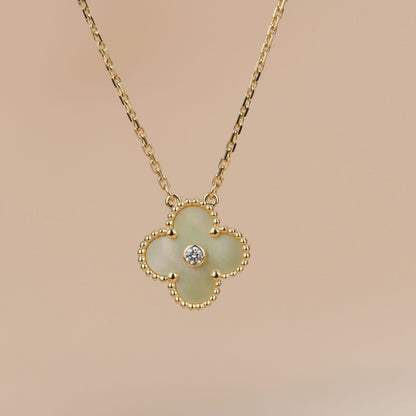 [Regal Gem]CLOVER 15MM DIAMOND GOLD MOTHER OF PEARL NECKLACE