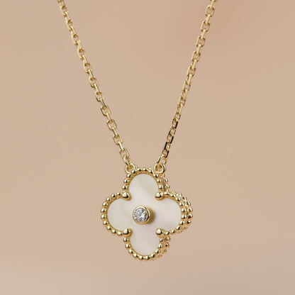 [Regal Gem]CLOVER 15MM DIAMOND GOLD MOTHER OF PEARL NECKLACE