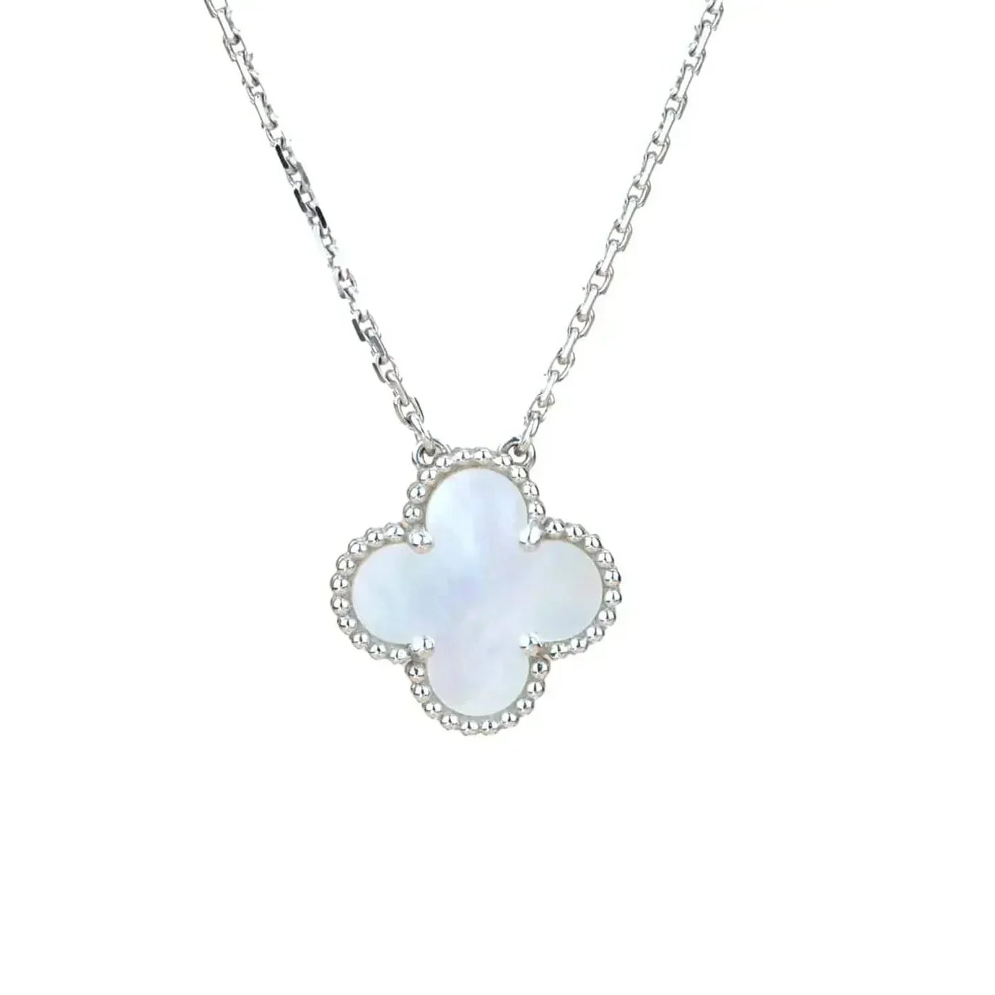 [Regal Gem]CLOVER  15MM WHITE MOTHER-OF-PEARL SILVER