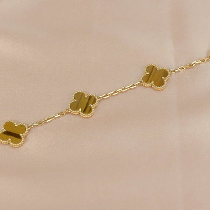 [Regal Gem] CLOVER 5 MOTIFS TIGER EYE BRACELET COLLECTION