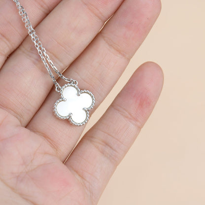 [Regal Gem]CLOVER  15MM WHITE MOTHER-OF-PEARL SILVER