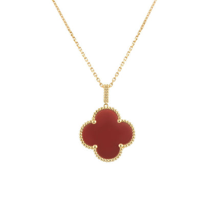 [Regal Gem]CLOVER 25MM NECKLACE GOLD CARNELIAN