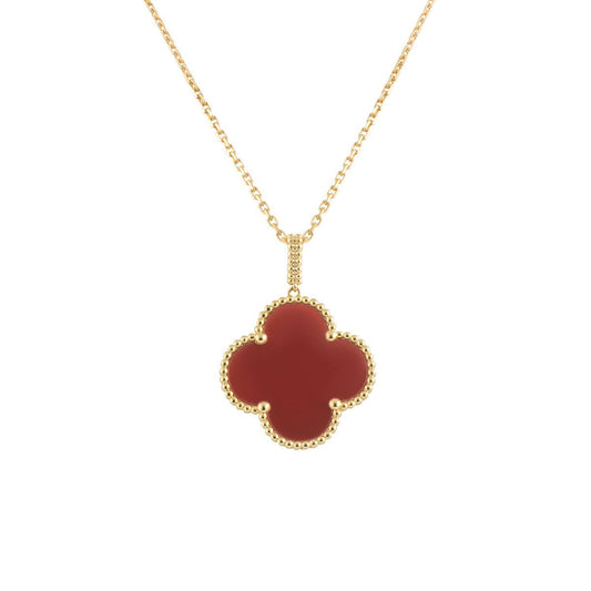 [Regal Gem]CLOVER 25MM NECKLACE GOLD CARNELIAN