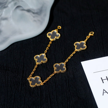 [Regal Gem]CLOVER 5 MOTIF ROCK CRYSTAL BRACELET