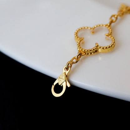 [Regal Gem]CLOVER 5 MOTIF ROCK CRYSTAL BRACELET