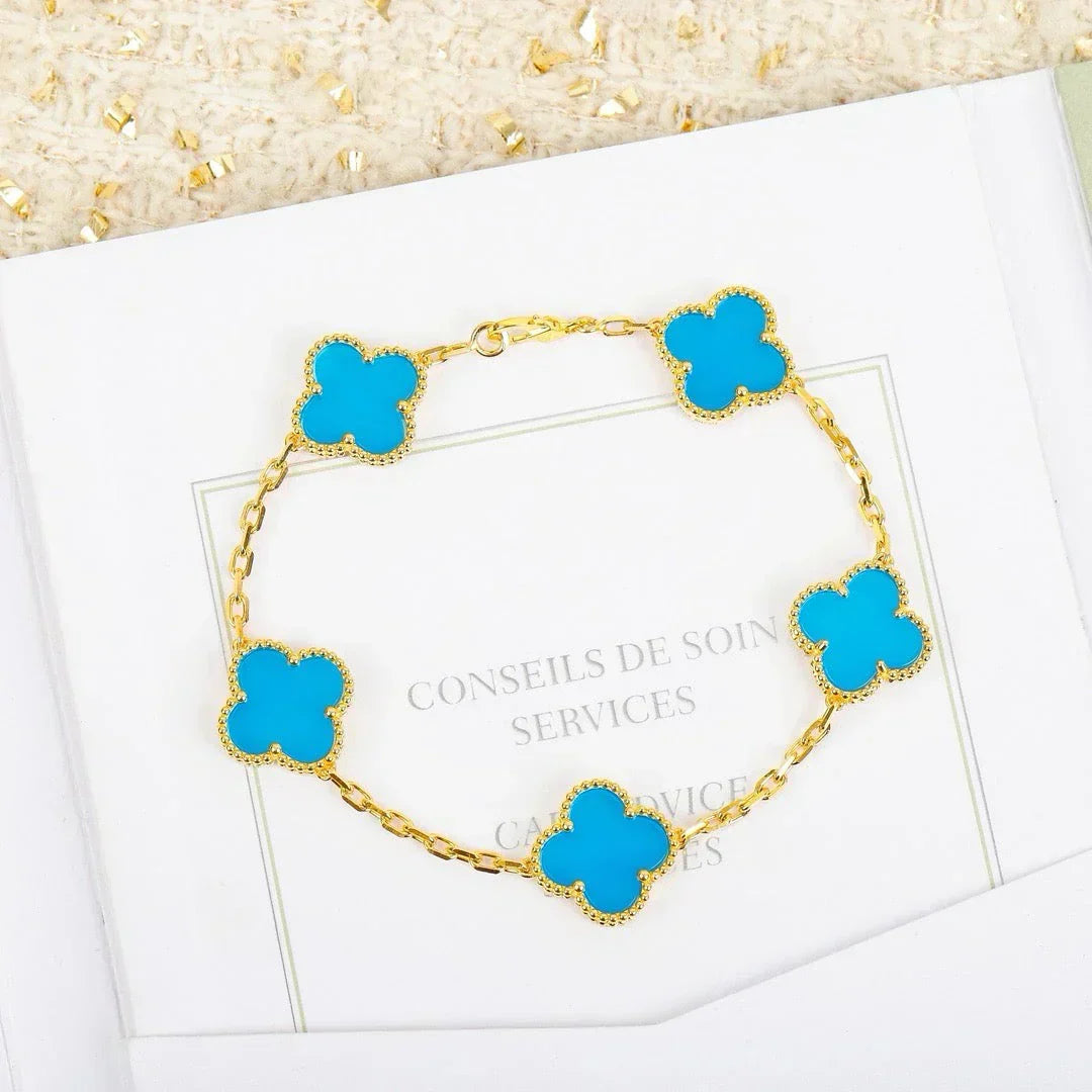 [Regal Gem] CLOVER 5 MOTIF TURQUOISE BRACELET COLLECTION