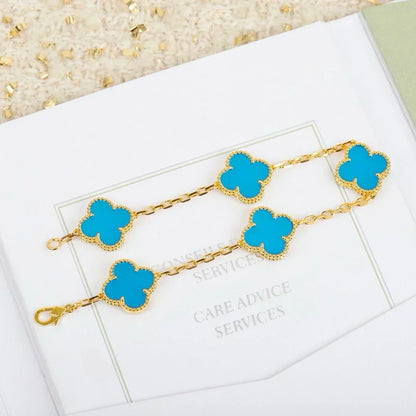 [Regal Gem] CLOVER 5 MOTIF TURQUOISE BRACELET COLLECTION