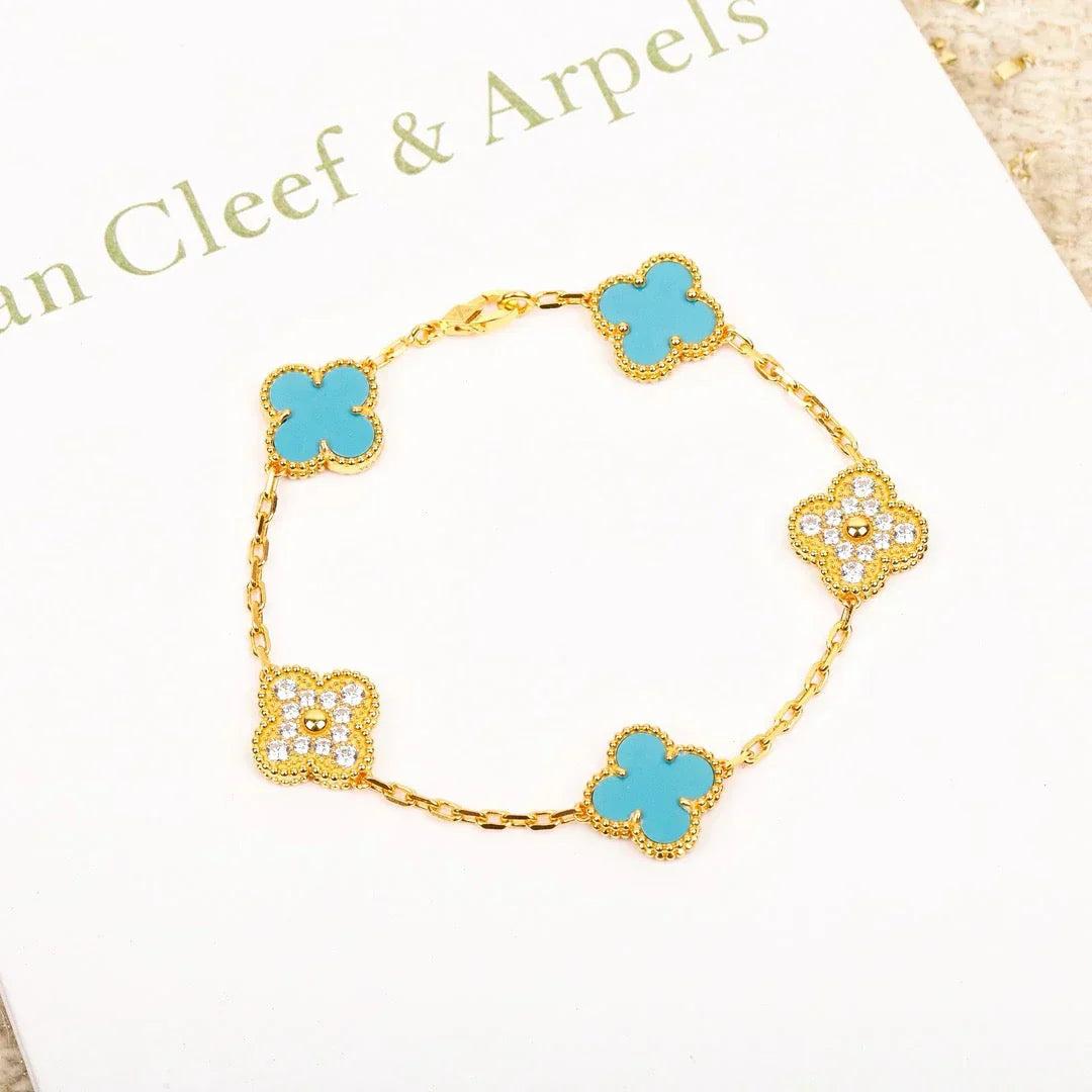[Regal Gem] CLOVER 5 MOTIF TURQUOISE BRACELET COLLECTION