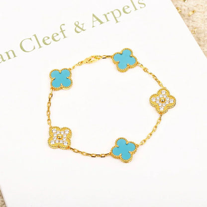 [Regal Gem] CLOVER 5 MOTIF TURQUOISE BRACELET COLLECTION