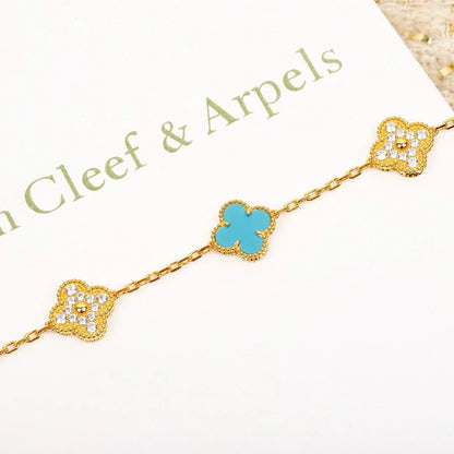 [Regal Gem] CLOVER 5 MOTIF TURQUOISE BRACELET COLLECTION