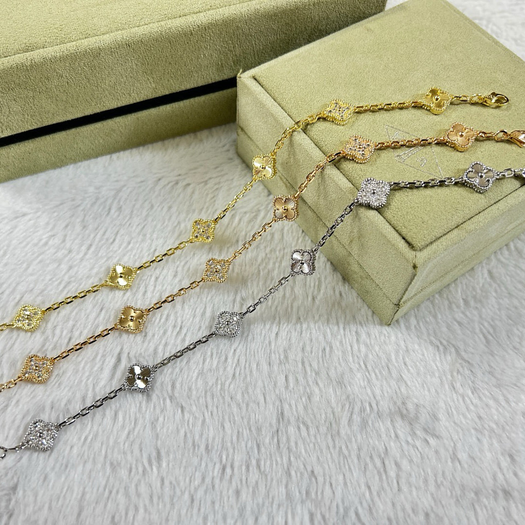 [Regal Gem]CLOVER 6 MOTIF DIAMOND LASER BRACELET-w