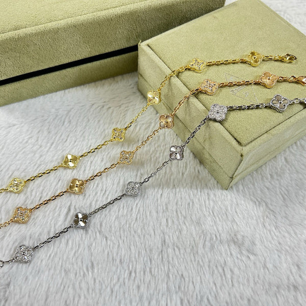 [Regal Gem]CLOVER 6 MOTIF DIAMOND LASER BRACELET-w