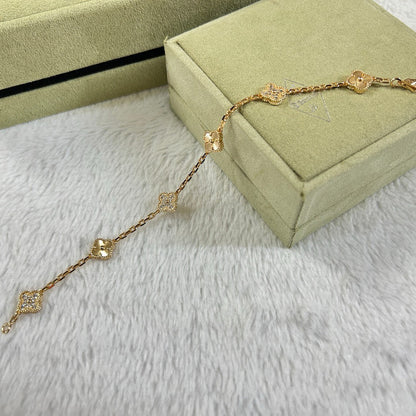 [Regal Gem]CLOVER 6 MOTIF DIAMOND LASER BRACELET-w