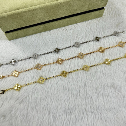 [Regal Gem]CLOVER 6 MOTIF DIAMOND LASER BRACELET-w