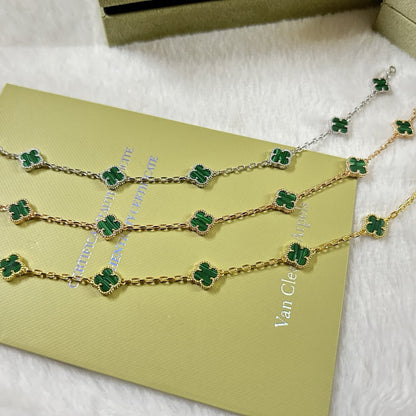 [Regal Gem]CLOVER 6 MOTIF MALACHITE BRACELET-w