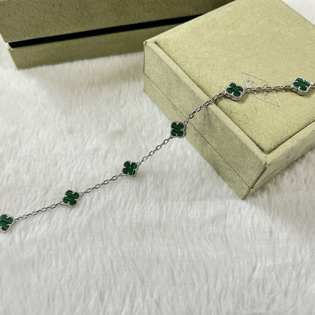 [Regal Gem]CLOVER 6 MOTIF MALACHITE BRACELET-w