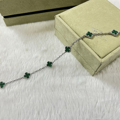 [Regal Gem]CLOVER 6 MOTIF MALACHITE BRACELET-w