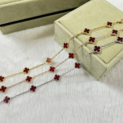 [Regal Gem]CLOVER 6 MOTIF RED AGATE BRACELET-w