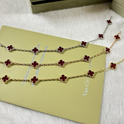 [Regal Gem]CLOVER 6 MOTIF RED AGATE BRACELET-w