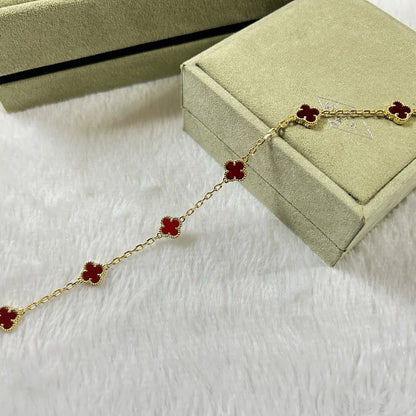[Regal Gem]CLOVER 6 MOTIF RED AGATE BRACELET-w