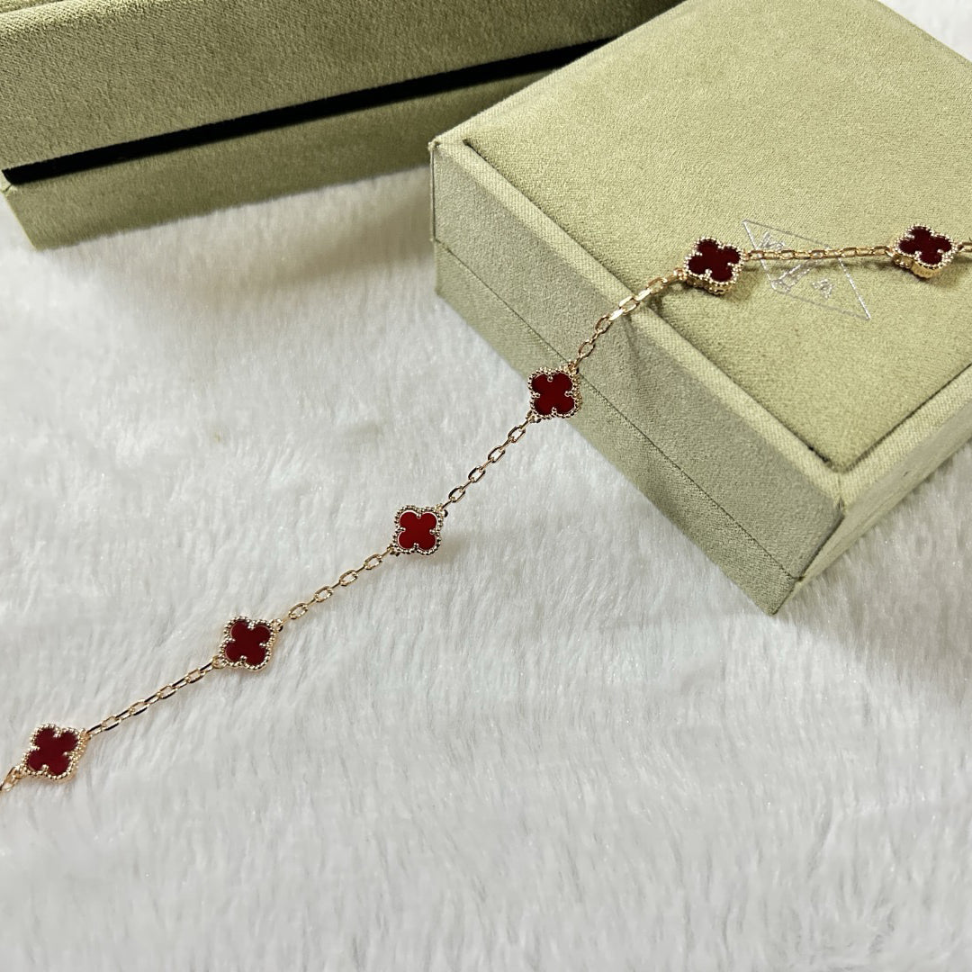 [Regal Gem]CLOVER 6 MOTIF RED AGATE BRACELET-w