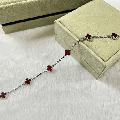 [Regal Gem]CLOVER 6 MOTIF RED AGATE BRACELET-w