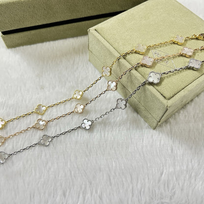 [Regal Gem]CLOVER 6 MOTIF WHITE MOP BRACELET-w