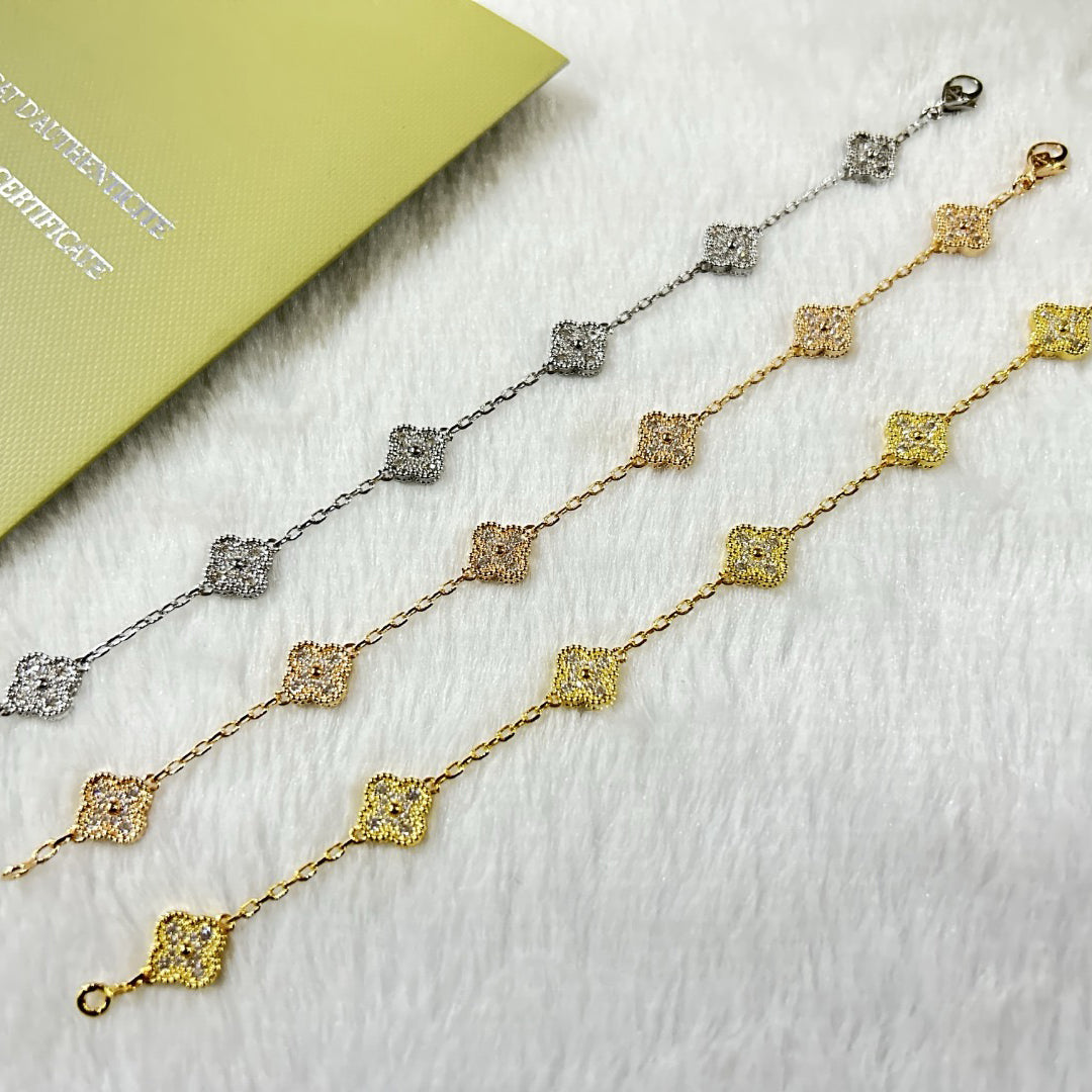 [Regal Gem]CLOVER 6 MOTIF DIAMOND BRACELET