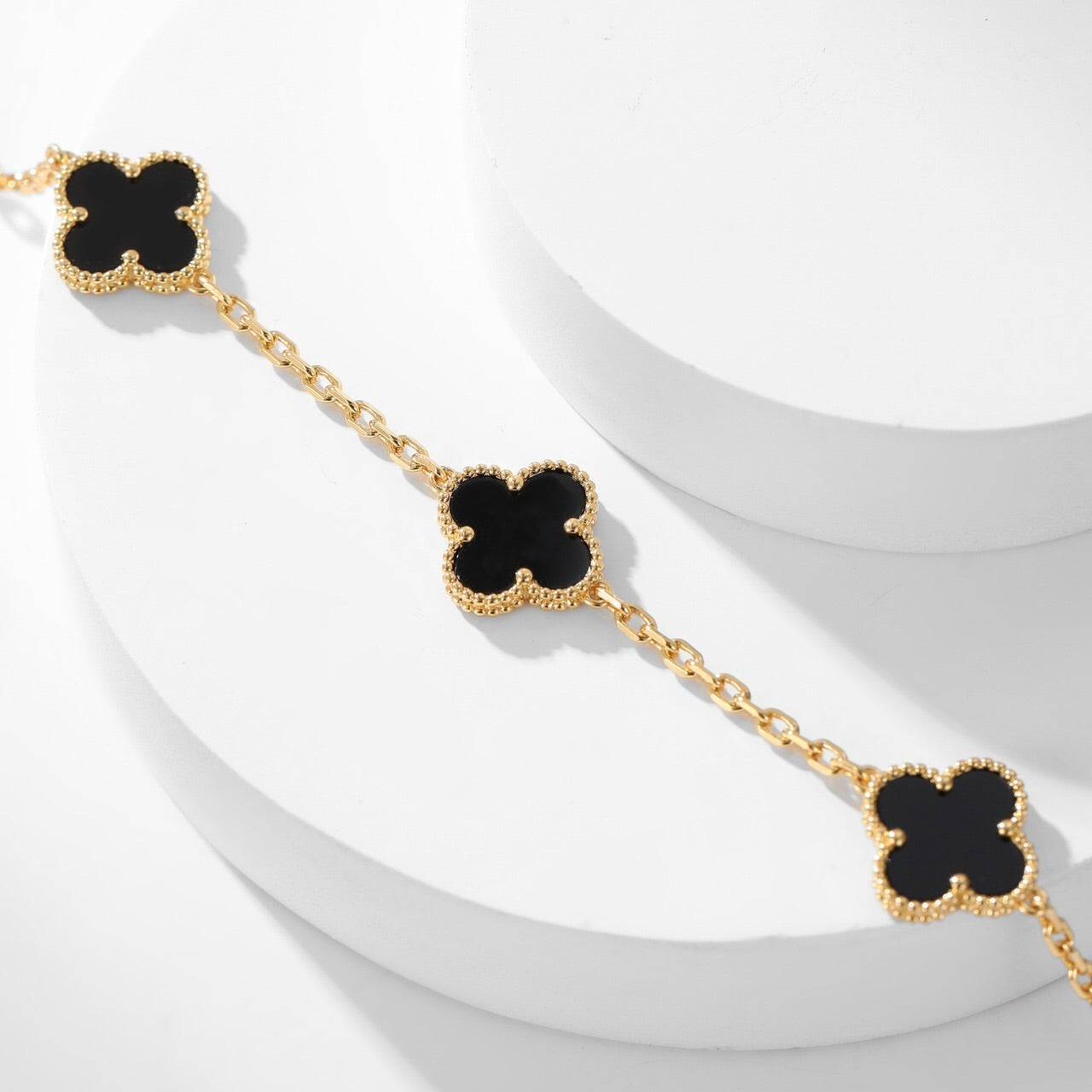 [Regal Gem]CLOVER 10 MOTIFS ONYX NECKLACE