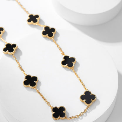 [Regal Gem]CLOVER 10 MOTIFS ONYX NECKLACE