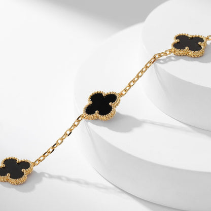[Regal Gem]CLOVER 10 MOTIFS ONYX NECKLACE