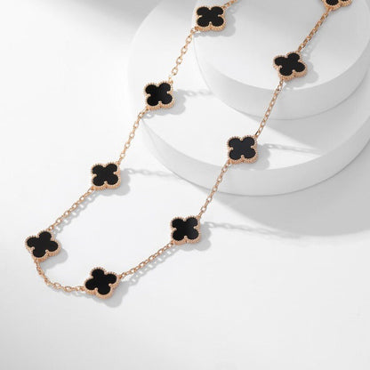 [Regal Gem]CLOVER 10 MOTIFS ONYX NECKLACE