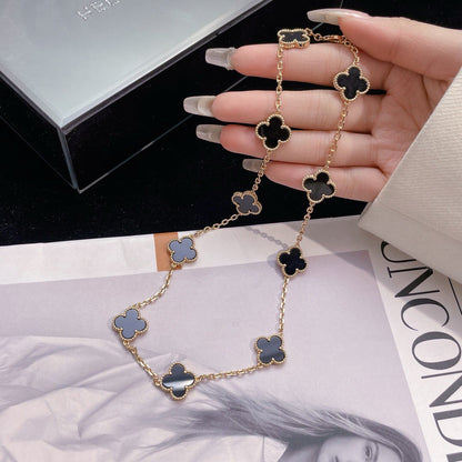 [Regal Gem]CLOVER 10 MOTIFS ONYX NECKLACE