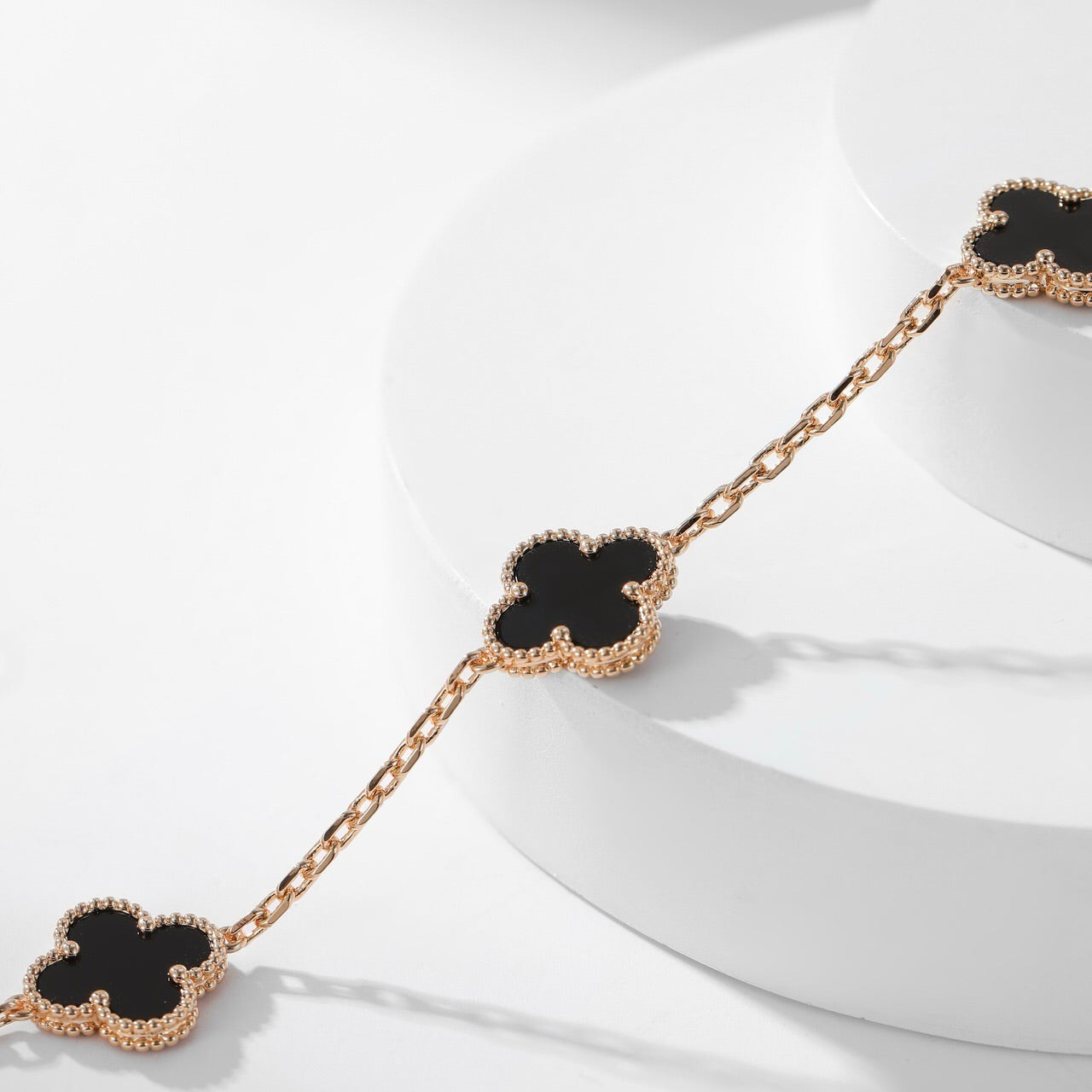 [Regal Gem]CLOVER 10 MOTIFS ONYX NECKLACE
