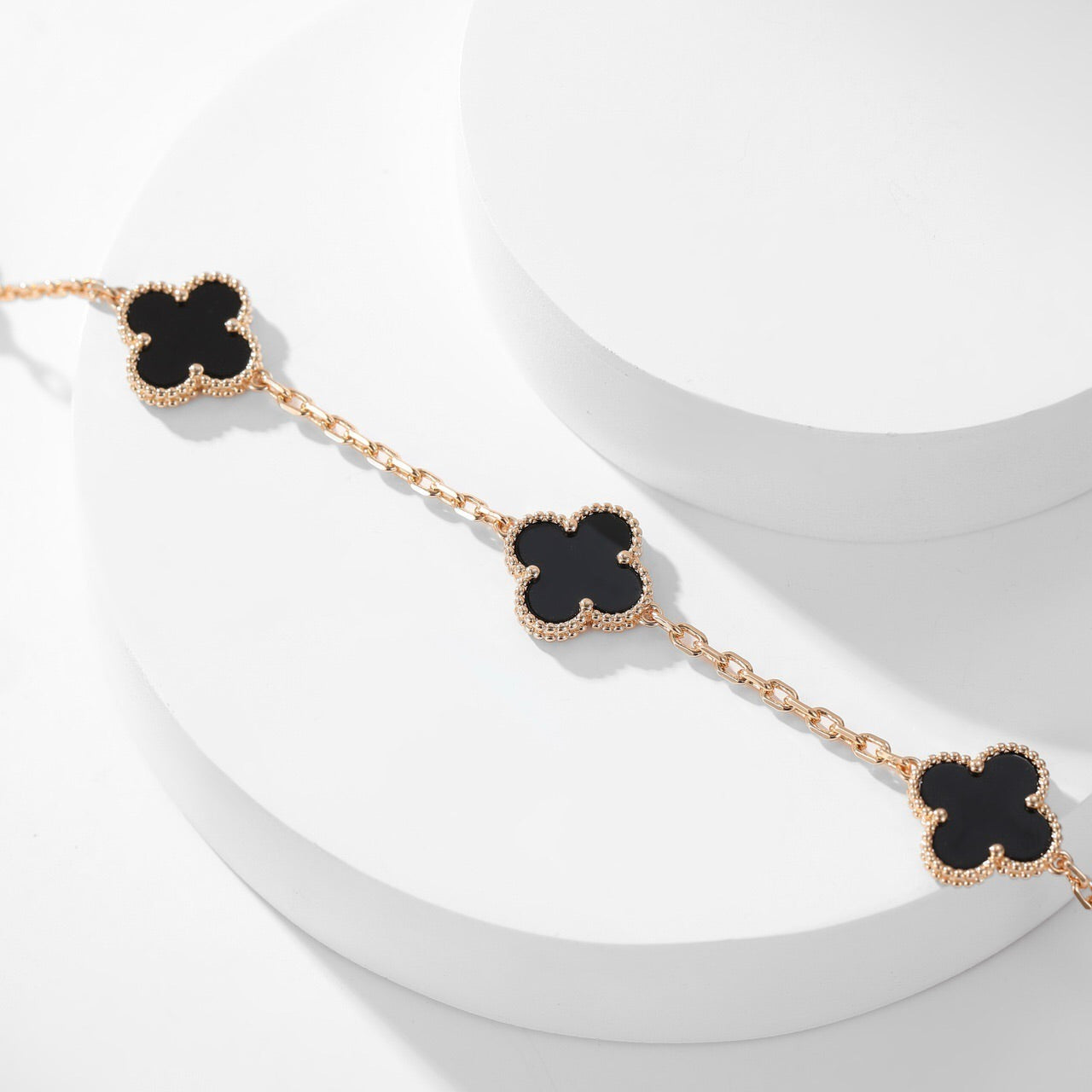 [Regal Gem]CLOVER 10 MOTIFS ONYX NECKLACE