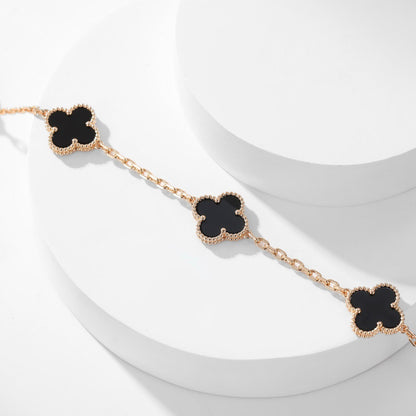 [Regal Gem]CLOVER 10 MOTIFS ONYX NECKLACE