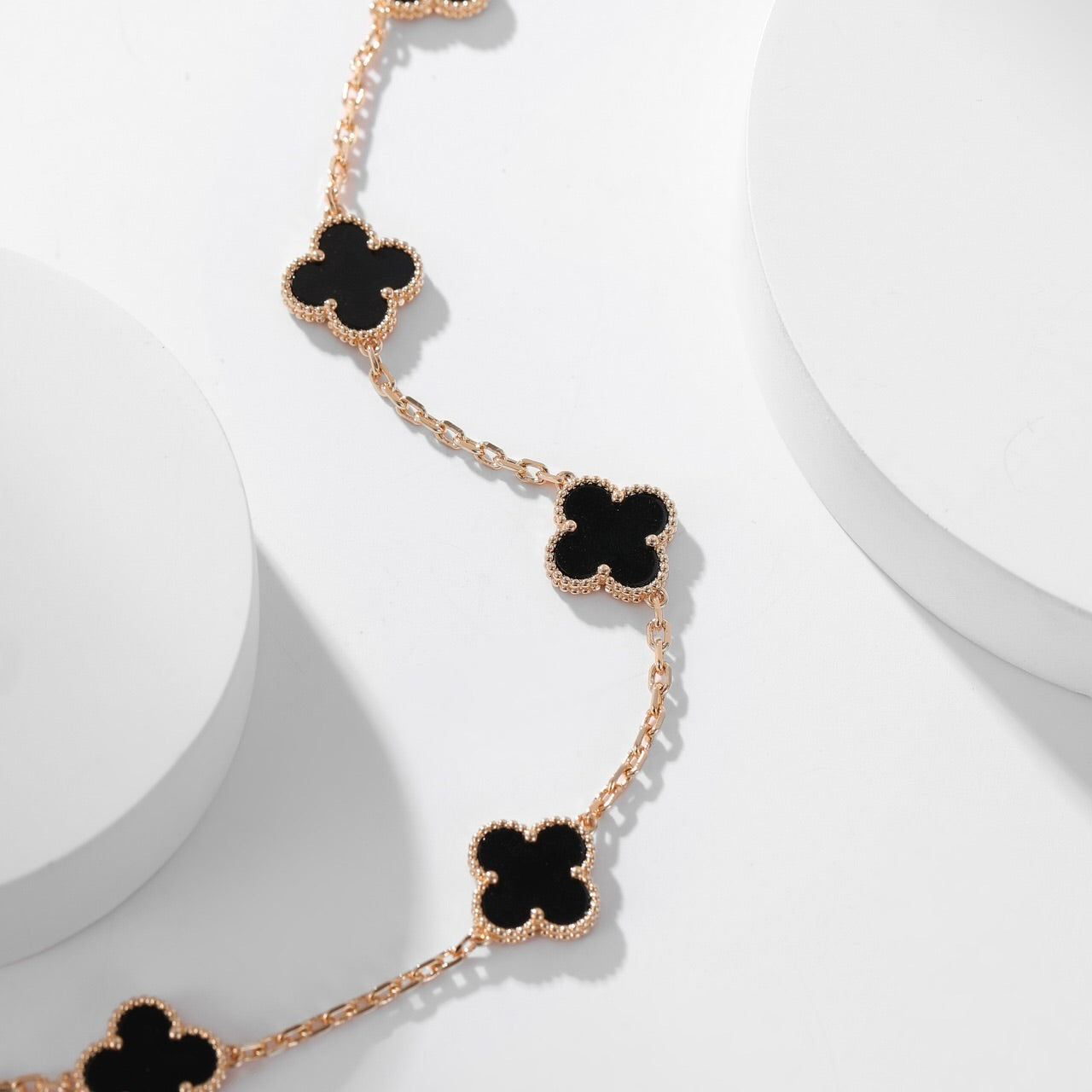 [Regal Gem]CLOVER 10 MOTIFS ONYX NECKLACE