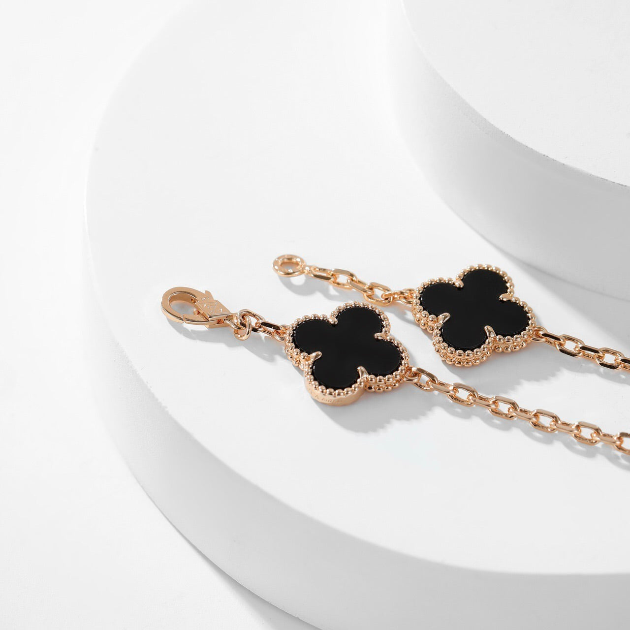 [Regal Gem]CLOVER 10 MOTIFS ONYX NECKLACE