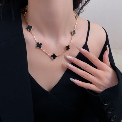 [Regal Gem]CLOVER 10 MOTIFS ONYX NECKLACE