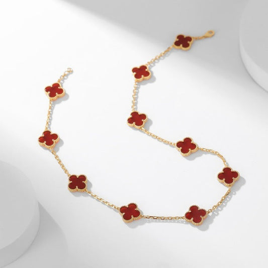 [Regal Gem]CLOVER 10 MOTIFS CARNELIAN NECKLACE