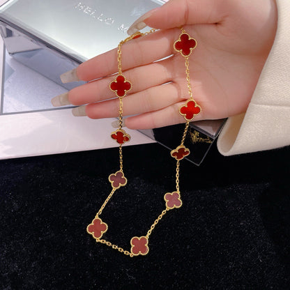 [Regal Gem]CLOVER 10 MOTIFS CARNELIAN NECKLACE
