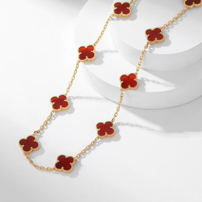 [Regal Gem]CLOVER 10 MOTIFS CARNELIAN NECKLACE
