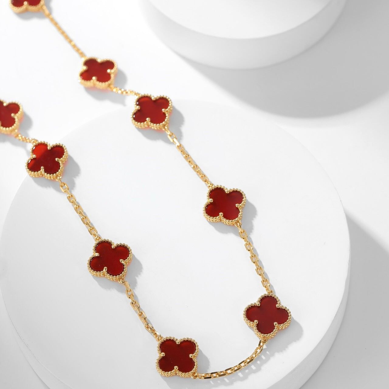 [Regal Gem]CLOVER 10 MOTIFS CARNELIAN NECKLACE